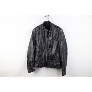 Vtg 60s 70s Mens 38 Distressed Lined Leather Buckle Back Cafe Racer Jacket USA